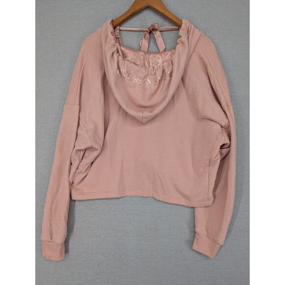 Victoria Secret Oversized Cropped Soft & Silky Satin Lined Hoodie Medium -825F58 - Picture 7 of 8
